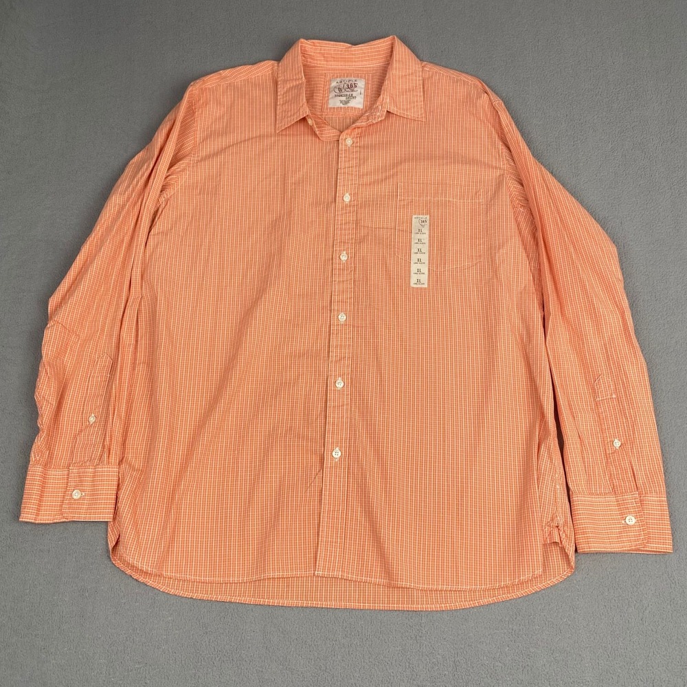 ARTICLE 365 Button Up Shirt‎ Men's Size XL Plaid Orange Lightweight Long Sleeve